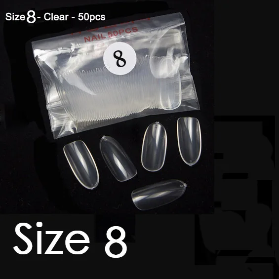 Clear Size 8 50pcs 50 шт в упаковке овальные кончики для ногтей размер покупки s индивидуально натуральный чистый цвет полное покрытие ногтей маникюр Размер 0 1 2 3 4 5 6 7 8 9 - Цвет: Clear Size 8 50pcs