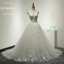 2017 Illusion Neckline Ball Gown Tulle Wedding Dress with 3D Flower Lace Appliques Bridal Gown vestido de novia robe de mariee