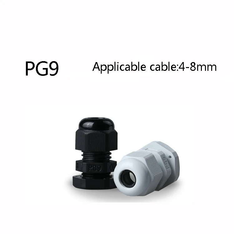 100 шт./лот сальник PG9 много черный/белый IP68 Кабельный разъем Пластик нейлоновые Водонепроницаемые кабельные сальники Ступица колеса для 4-8 мм кабель