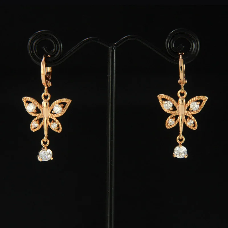 

Floating Butterfly 18K Long Earrings For Women Boucle D oreille Pendientes Mujer Oorbellen Lang Orecchini Lunghi Ohrringe EH42K