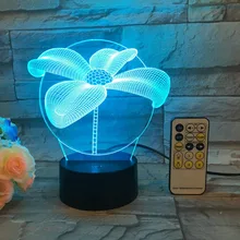 Willshi Night Light with Remote Control 3D Colorful Table Lamp Touch Control Bedside Adjustable LED Light Free Shipping
