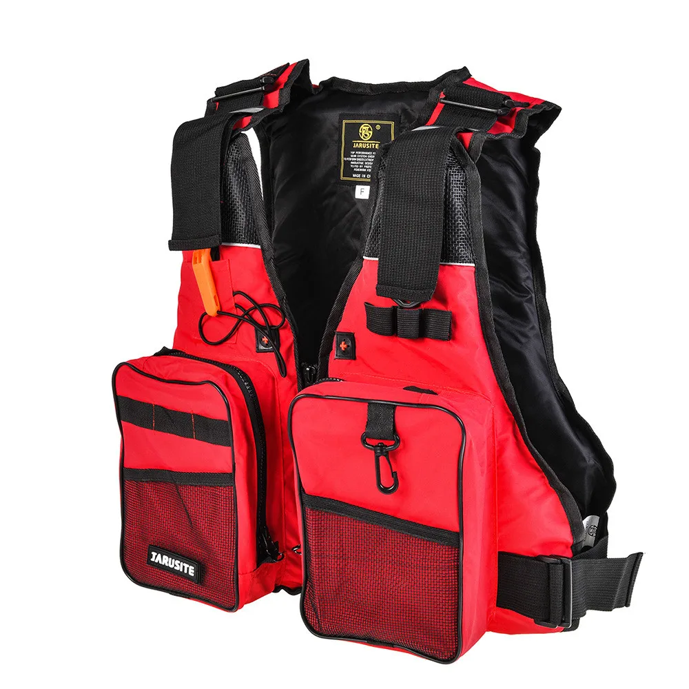 Jooyoo Outdoor Sports Fishing Vest Safety Portable Breathable Flotation Life Jacket Luminous Fishing Clothing Fishing Diving