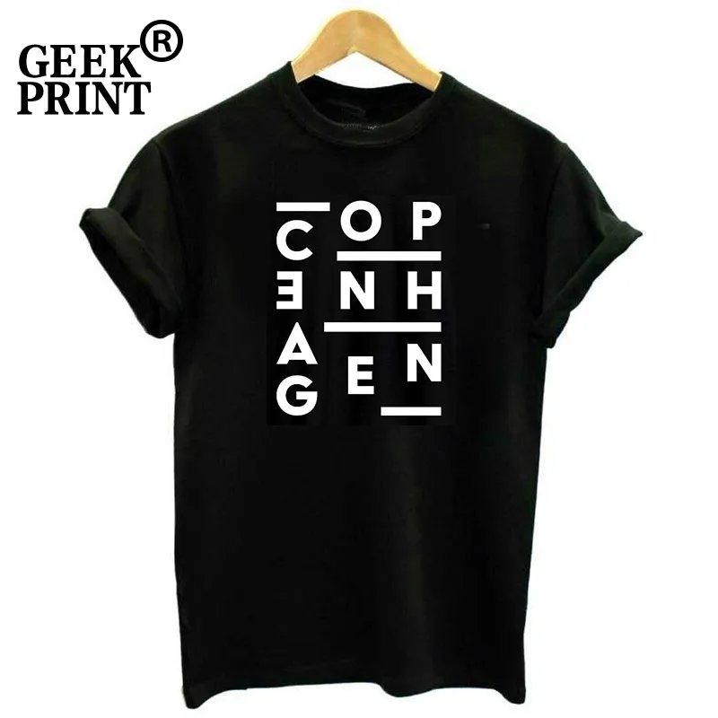 

COPENHAGEN GRAPHIC PRINTED T-SHIRT LETTERING PRINT DESIGN Women TEE TOP Dropshipping