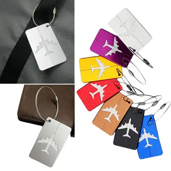 

100pcs Aluminium Alloy Luggage Tags Airplane Shape Square Identity Address Name Labels travel accessories Luggage Board