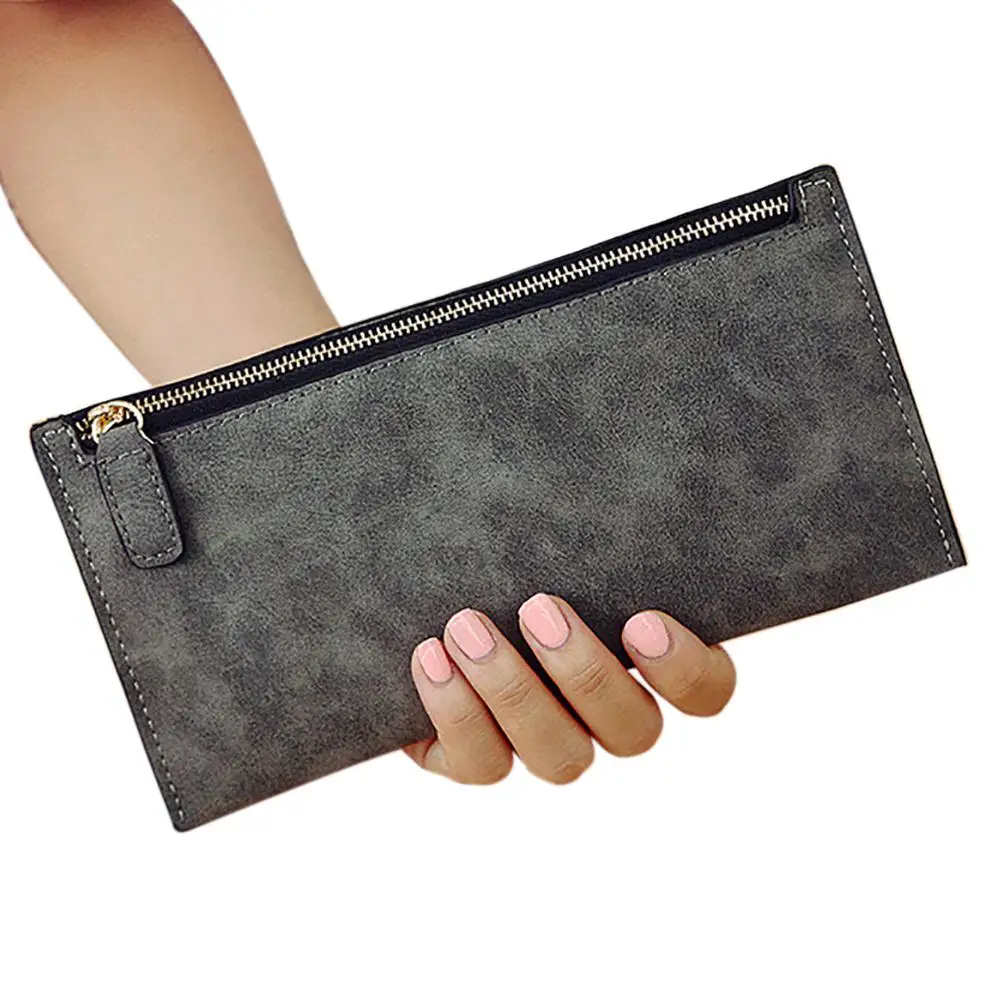 

Yfashion Women Fashion Simple Wallet Soft Matte PU Clutches Solid color Coins Purse Handbag with Zipper Closure Purse