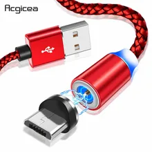 Acgicea магнитное зарядное устройство Micro USB кабель Магнитный зарядный шнур для samsung S7 Redmi Note 5 магнитные кабели Micro usb зарядный провод