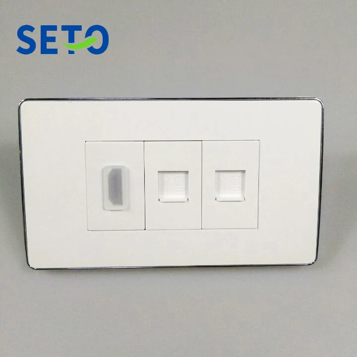 SeTo 120 тип двойной RJ45 Cat6 сеть + HDMI Разъем Панель настенная пластина розетка Keystone