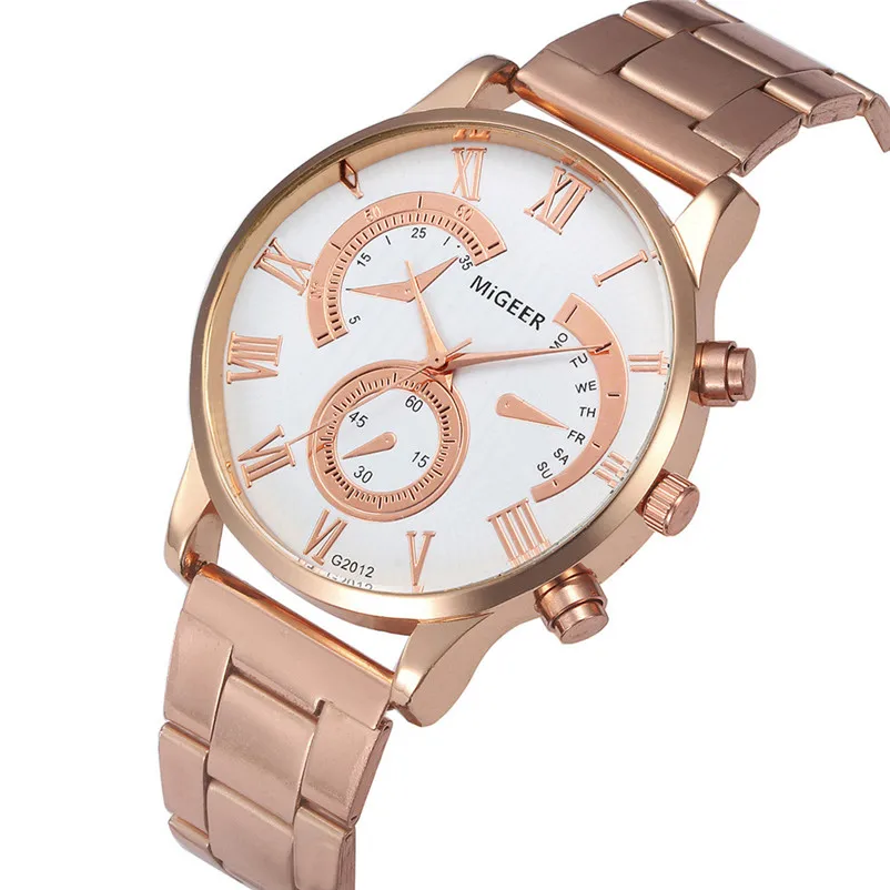 2018 Men Watches Crystal Stainless Steel Wrist Date Analog Quartz Watch Mens WristWatch Clock Sport Bracelet montre homme 3M24 (1)
