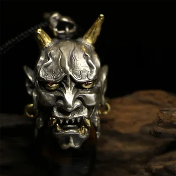 شراءS925 الاسترليني الشظية الشر أوني نوه هانيا قناع البوذية تخصيص هاني هاني قلادة قلادة