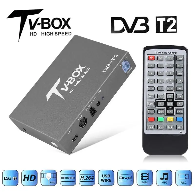 Car Mobile DVB-T2 Digital TV Receiver Tuner Box for In Car DVD Video System