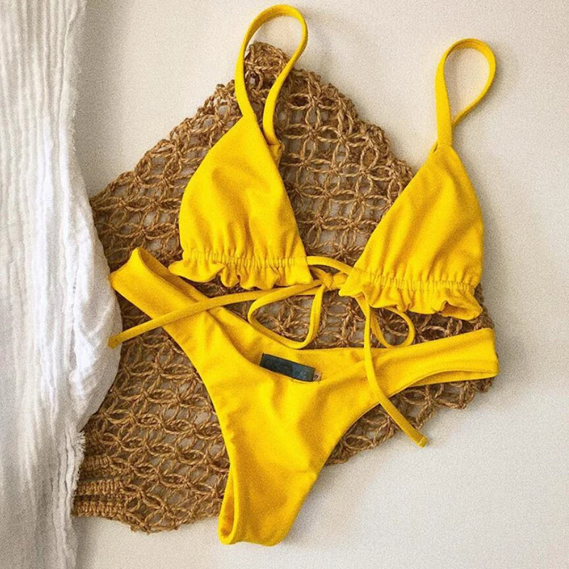 

Sexy Women Bandage Beach Bikini Set Push Up Biquini Tops Bottoms Female Swimwear Swimsuit Swimming Bathing Suit Swim Wear 2019