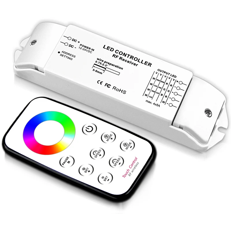 RGB/RGBW контроллер Светодиодная лента приемник T3+ R4 выходной ток Макс 5Ax4CH DC 12 В 24 В и RF беспроводная сенсорная панель дистанционного управления