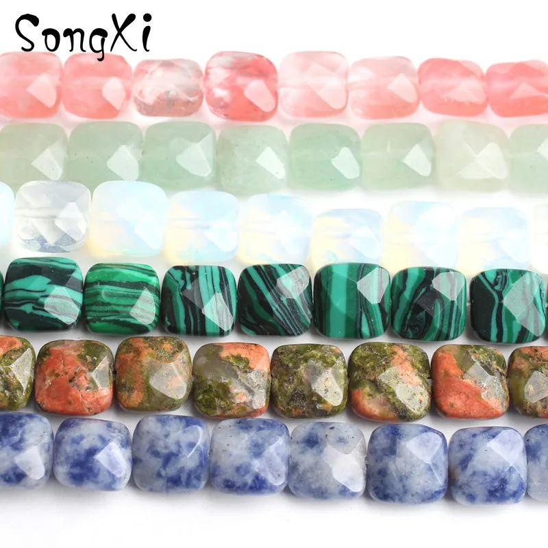 

Natural Stone Beads Square Shape Faceted Cherry Quartz Opal Aventurine For Jewelry Making Bracelet Necklace Diy 8*8mm 7.5 inches