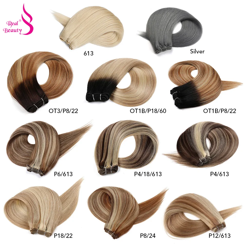 Настоящее Красота платиновый блонд бразильский пучки волос плетение 18 "-24" прямые волосы пучки Волосы remy расширения #2 #4 # P27/613 # P6/613