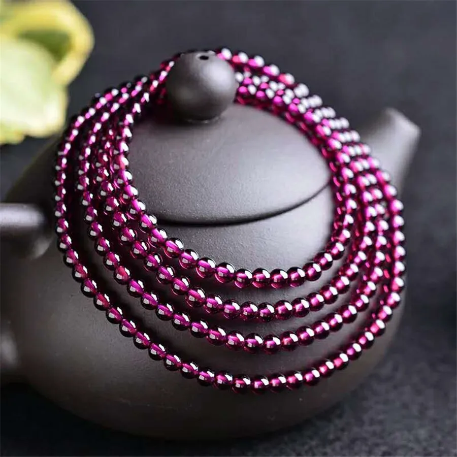 

Natural Purple Garnet Round Beads 3 Laps Nice Bracelet 4.5mm Rose Red Garnet Fashion AAAAA
