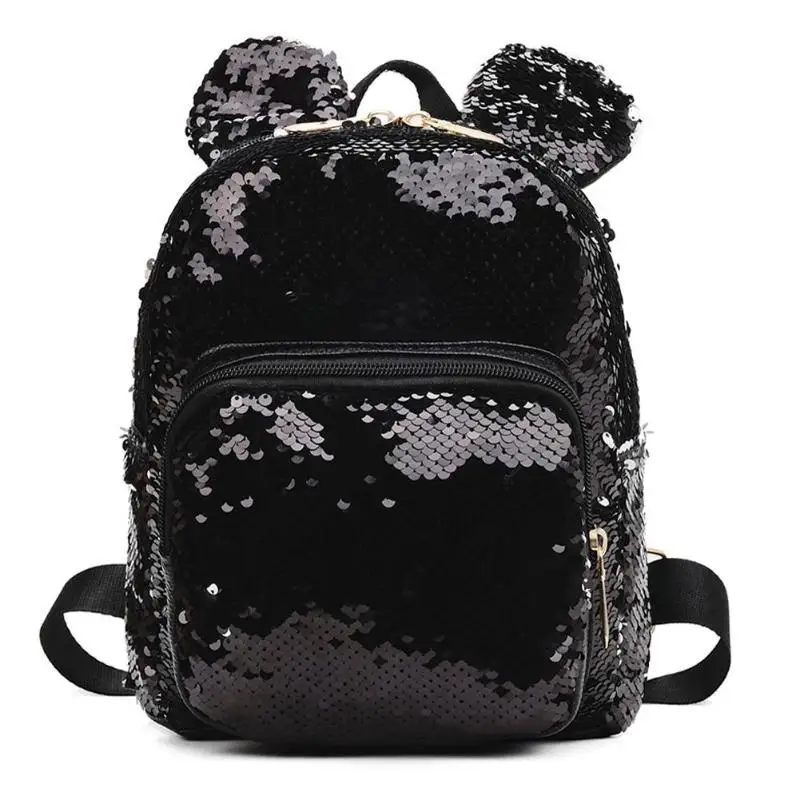 Женские модные милые маленькие рюкзаки с ушами Женские повседневные блестки плечо школьная сумка для девочки туристический рюкзак новый