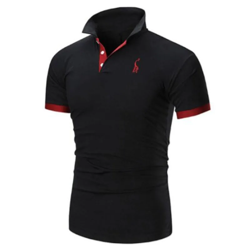 

Mens T Shirt Brands 2018 Male Short Sleeve Casual Slim Solid Color Embroidery Deer Pattern T-Shirt Men 5XL