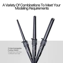 CkeyiN сменный 3 в 1 стайлер для укладки волос щипцы для завивки палочка Турмалин Керамические наборы для завивки влажные сухие бигуди для завивки