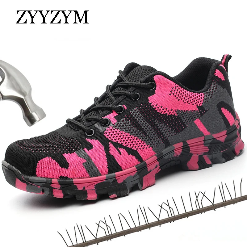 

ZYYZYM Women Work Safety Shoes Steel Toe Casual Fashion Sneakers Work Shoes Women Lace up Outdoor Work Safety Boots For Women