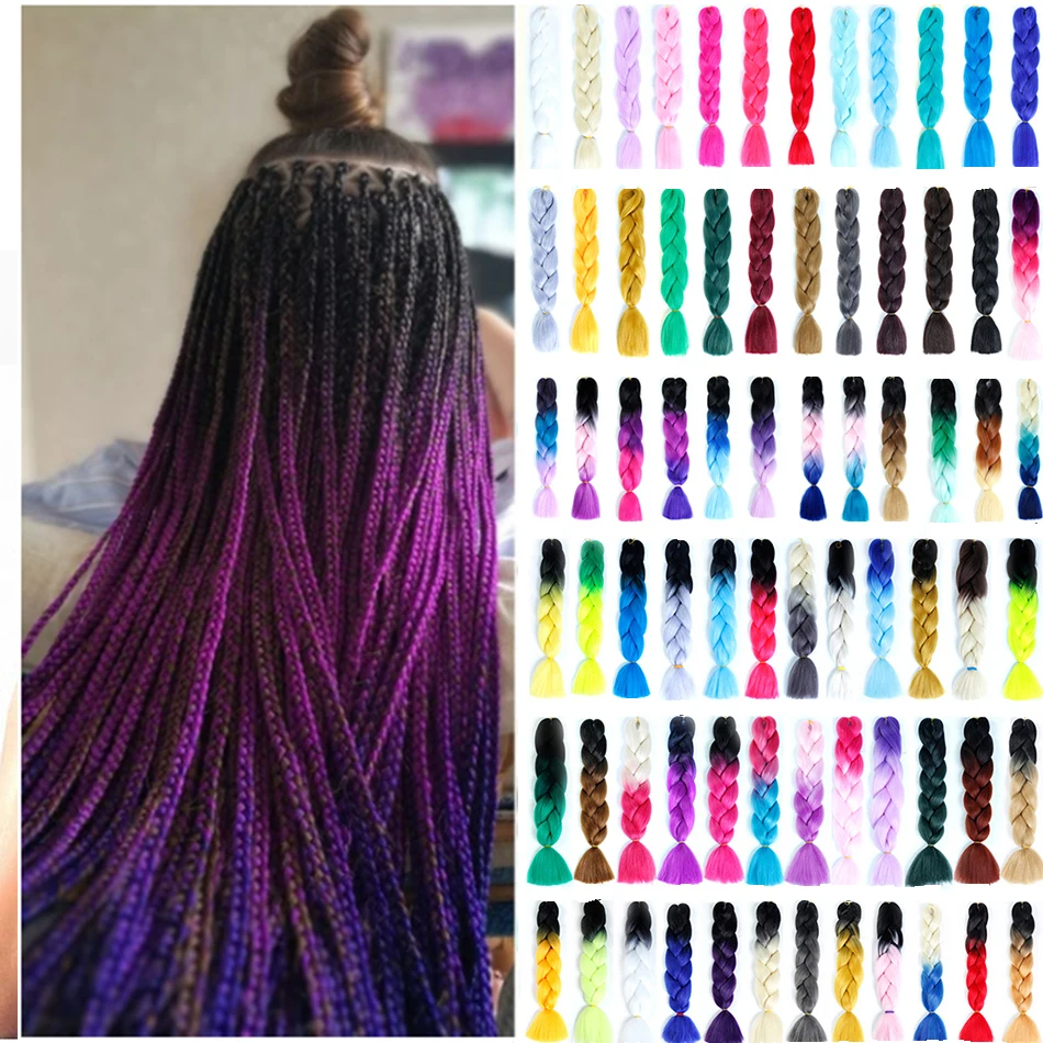 

MUMUPI Ombre Afro Box Braiding Hair Jumbo Braids Synthetic Hair for Crochet Braids False Hair Extensions headwear