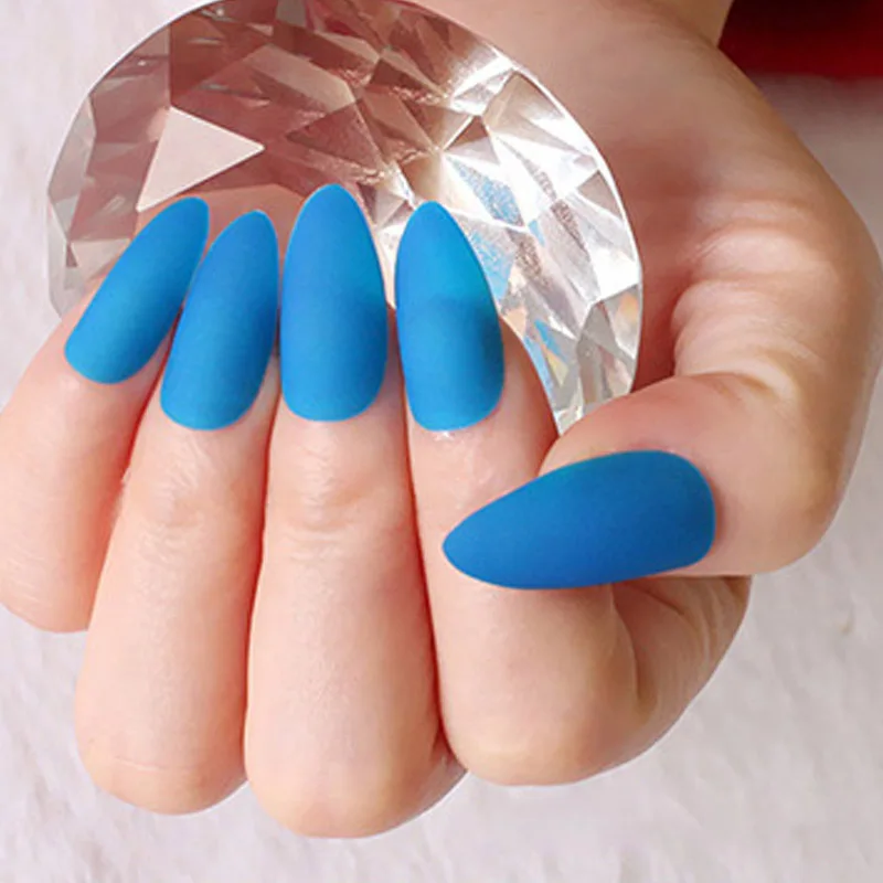 

24pcs Attractive Ladies Fake Nails Tips DIY Frosted Matte Drops Shaped False Nails ---MS