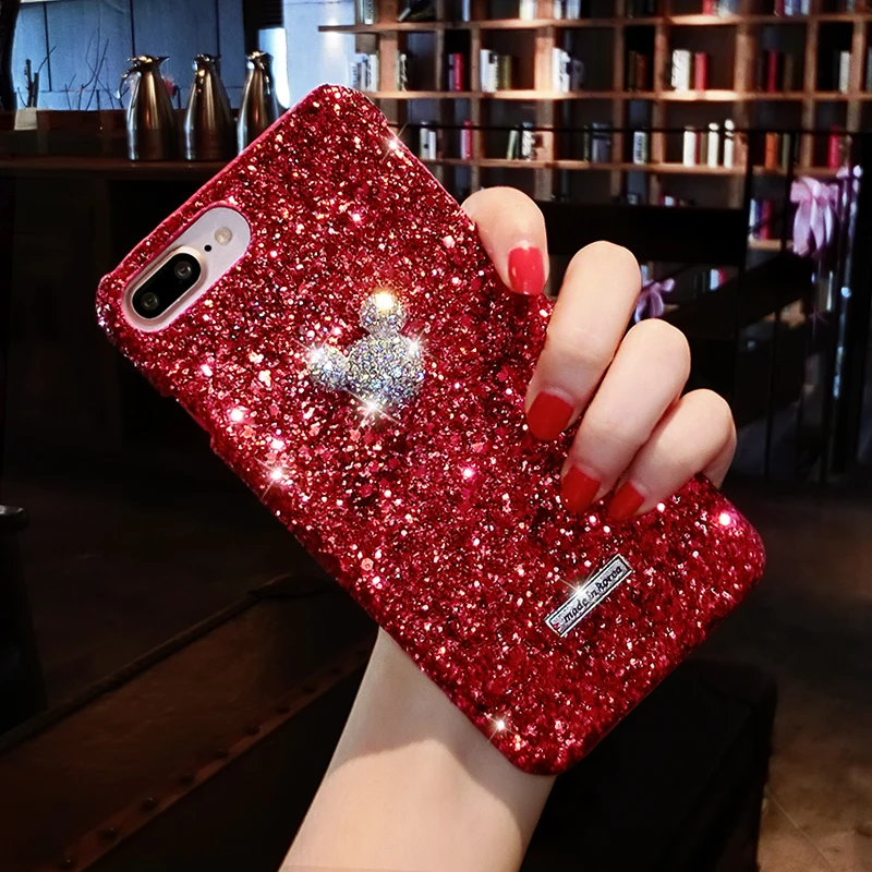 Aoweziic Personality innovation mobile phone shell women's Korean Air 6S protector For iphoneXR Mickey 7 8plus trend XSMAX shiny