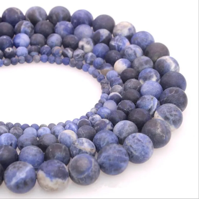 

Natural Sodalite Beads Gem stone Matte Beads for Jewelry Making,Frosted Blue Natural Stone Beads 4 6 8 10 12mm 1strand bead