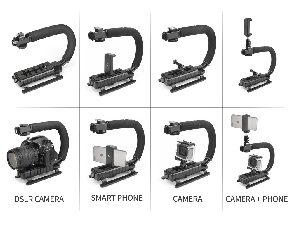 U C образный держатель ручка Видео Ручной Стабилизатор для DSLR Nikon Canon sony камера и светильник портативный SLR Steadicam для Gopro U