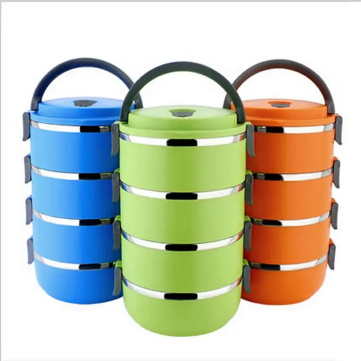 1PCS 4 Layers Stainless Steel Thermal Bento Lunch Box Thermos