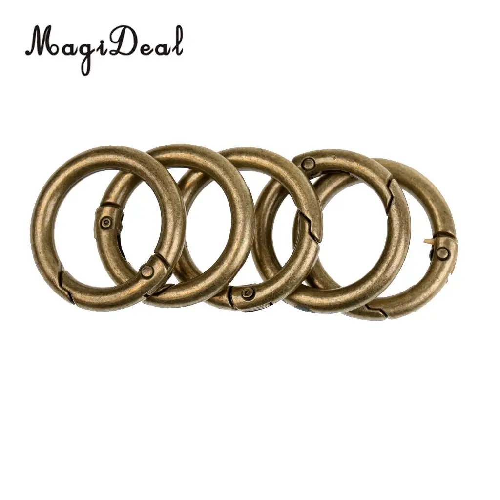 MagiDeal Light Weight 5 Pieces 28mm Alloy Round Carabiners Camping Spring Clip Keychain Circle Carabiner for Camping Hiking