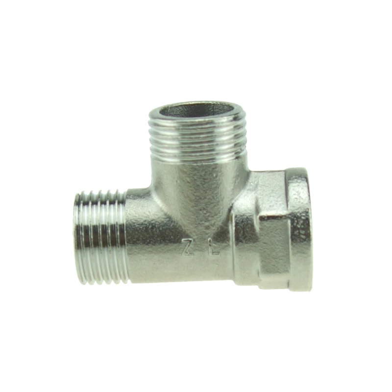 2PCS Brass Nickel Plated Tee Fitting RO Water Connector Fittings