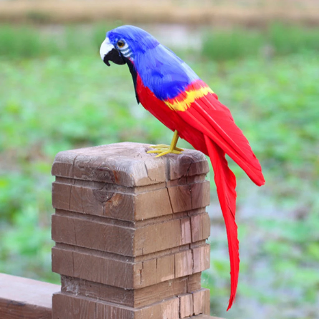 Simulation Parrot Model Artificial Feather Bird Animal Figurine Home Garden Sculptures Yard Law Ornament Decor Fancy Dress Party
