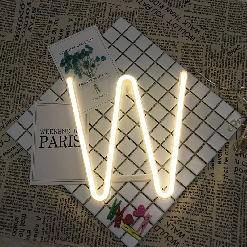 

Neon Alphabet W Lamp 26 Letters LED Night Light For Birthday Wedding Party Bedroom Wall Hanging Decor