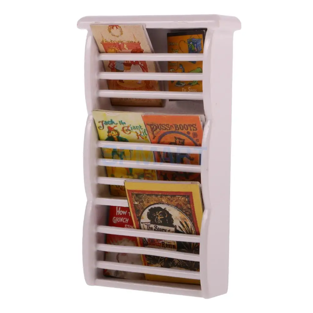 Plastic Miniature Bookshelf Magazine Shelf Book Stack Organizer Set for 112 Dollhouse