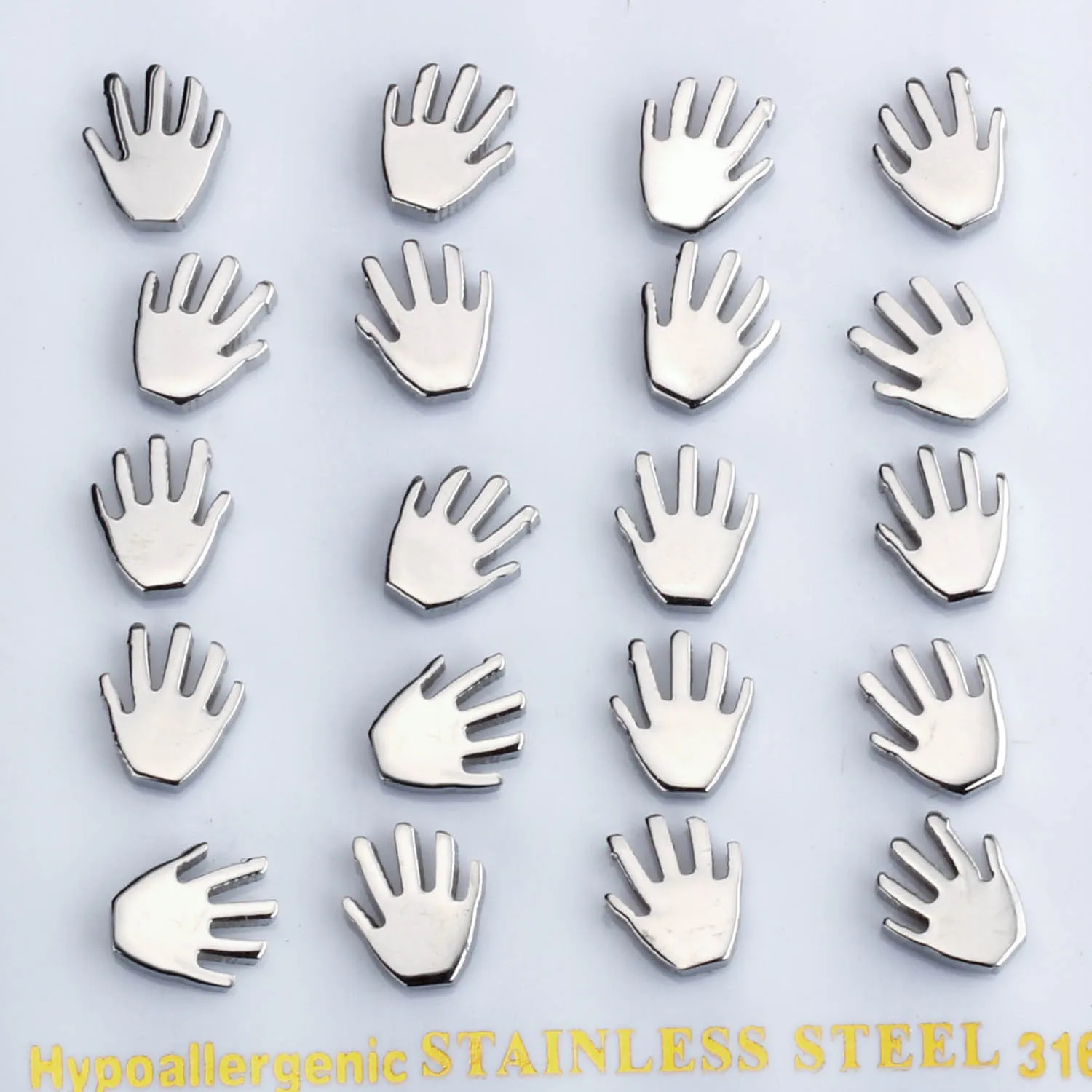 Palm Style Stud Earrings Stainless steel earrings for sensitive ears