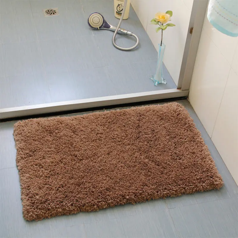 Rectangle Bathroom Mat Super Soft Pure Color Floor Mat Polyester Carpet