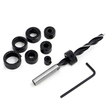 8Pcs Countersink Drill Bit Set Adjustable Depth Stop Collar Drilling DIY Woodworking Tools