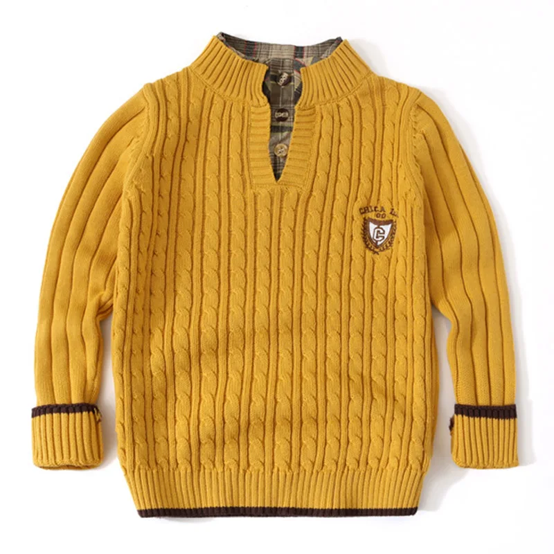 Подростковый свитер, вязаная одежда, зимний кардиган с длинными рукавами для мальчиков-подростков, вязаный свитер, белые детские топы для малышей, От 3 до 12 лет - Цвет: yellow