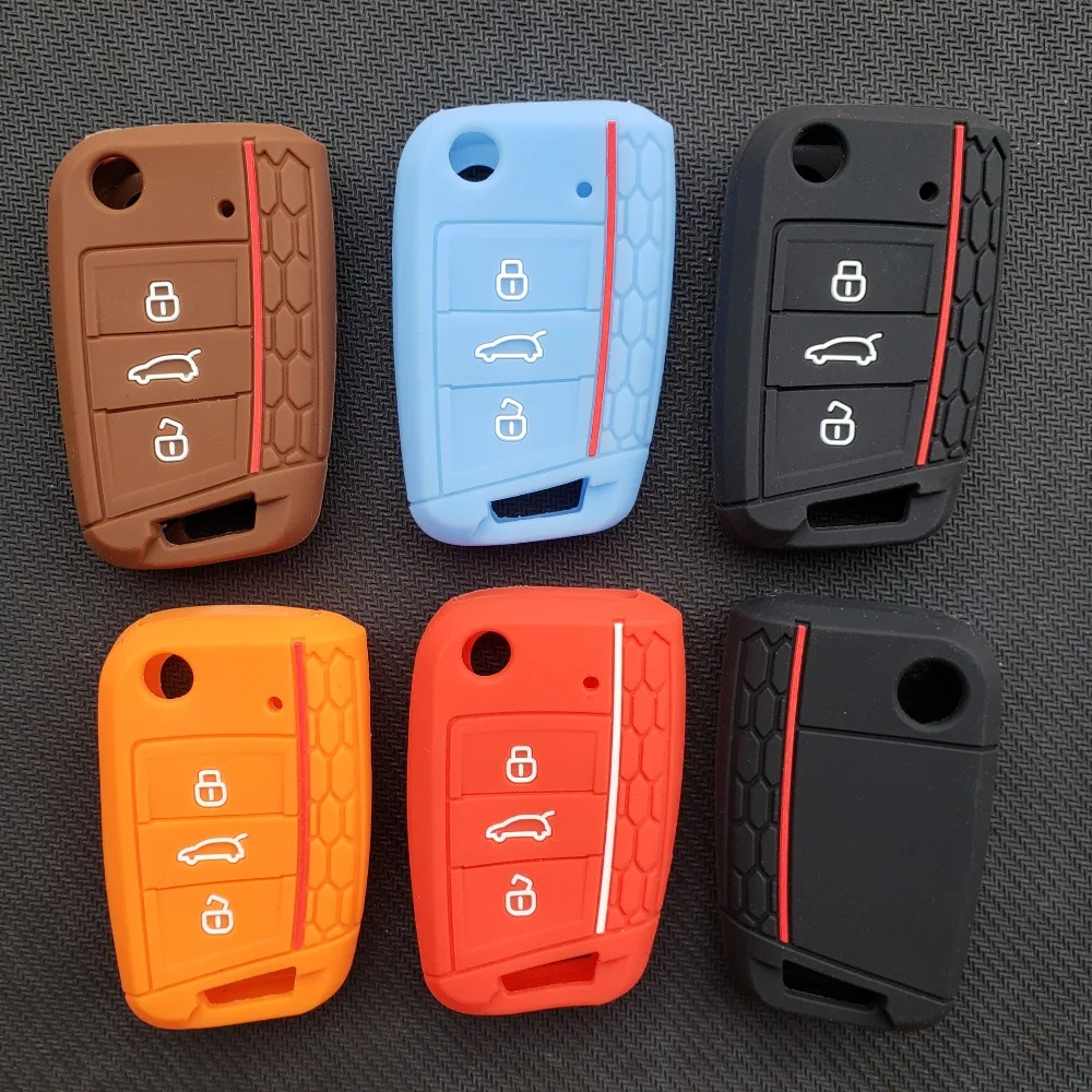 

Smart Funda Llave Silicone Key Case For Tiguan Touran L Golf 7 MK7 Teramont For Skoda Seat FOB 3 Button Remote