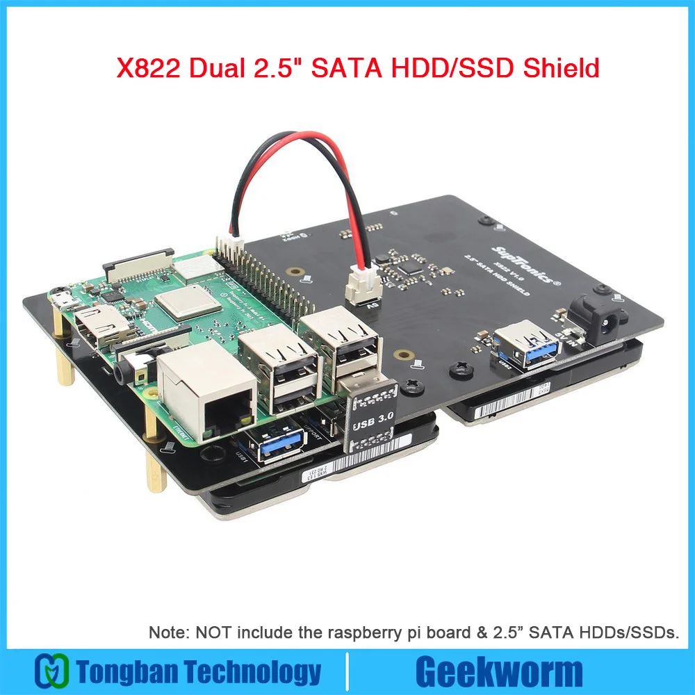 Raspberry Pi ROCK64 X822 Dual 2 5 &quotSATA HDD/SSD Shield USB 3 0 Плата расширения для Model B +