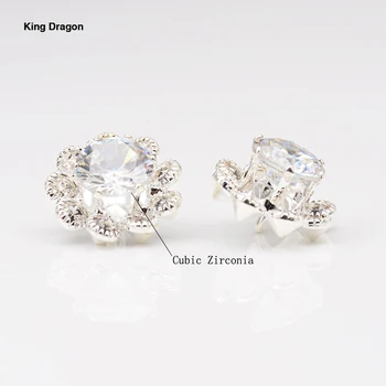 

Cubic Zirconia Rhinestone Buttons Used On Decoration 15MM 100PCS/lot Silver Color Shank Back KD572