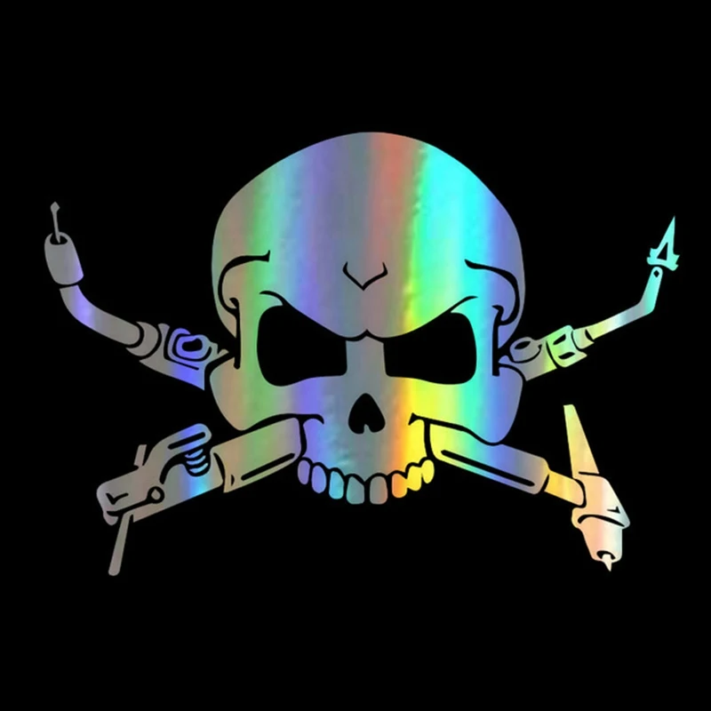 

12.7*8.9cm Car Sticker Vinyl Interesting Welders Skull Reflective Sticker On Car Funny 3D Stickers Decals Car Styling