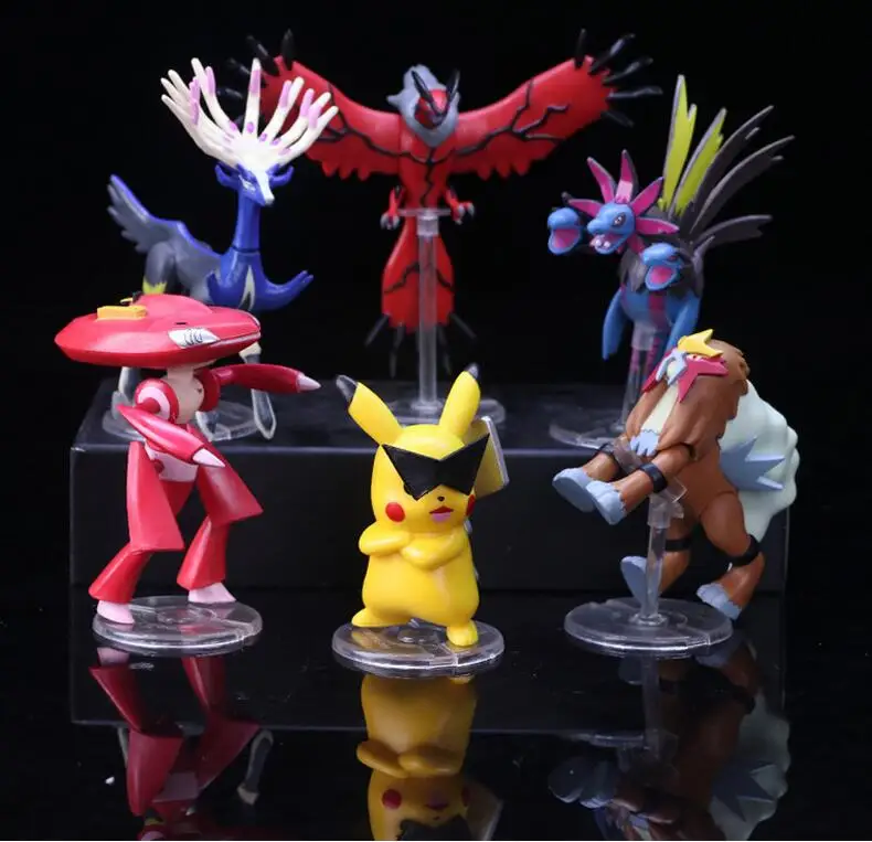 

6pcs/set 10-14CM Pikachu go Pokeball Anime Action Figure PVC toys Collection figures for friend gift