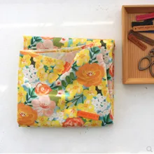 Полуярд импортная хлопчатобумажная льняная ткань с желтым оранжевым цветочным принтом ручной работы DIY швейное изделие для сумки платье ткань B358