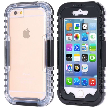 KISSCASE Полный Защитный Водонепроницаемый чехол для iPhone 6 6 S 7 8 Plus подводный Прозрачный чехол для iPhone 6 6 S 7 8 оболочка Coque - Цвет: Black