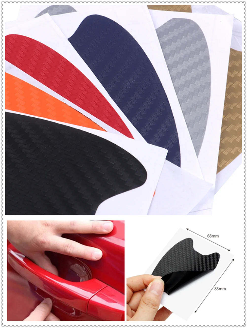 

4pcs car accessories 3D carbon fiber door handle wrist scratch stickers for Mitsubishi ASX Endeavor Expo Galant Grandis Lancer
