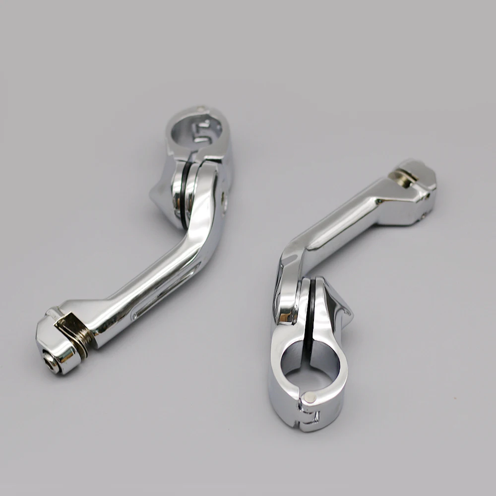 Long Chrome Angled Adjustable Highway Peg Mount Kit 32mm for Harley Glide Dynahighway pegspeg