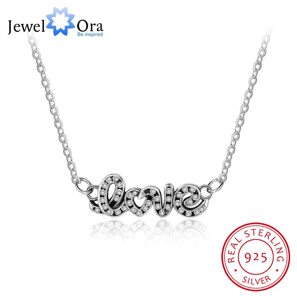 

Letter LOVE With Cubic Zirconia 925 Sterling Silver Pendant Necklace For Women Fashion Gift For Her (JewelOra NE101968)