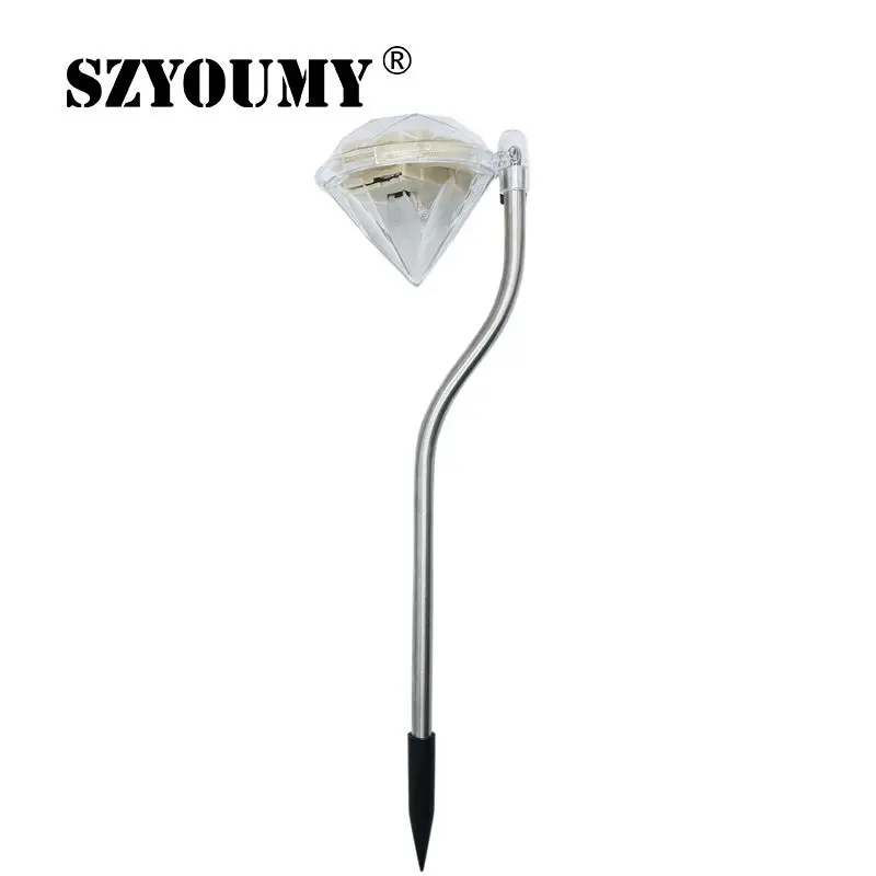 

SZYOUMY Diamond Shape Solar Powered Garden Stake Lights Waterproof Lawn Landscape Pathway Night Lamps White Warm White RGB