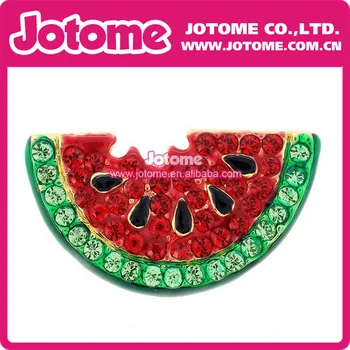 

Cute Red & Green Enamel Rhinestone Watermelon Brooch Pin Jewelry 50mm